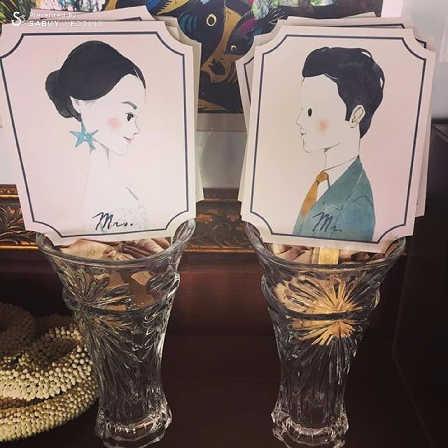 การ์ดแต่งงาน งานแต่งงานเรียบง่ายอบอุ่น "มัดหมี่ พิมพ์ดาว" และ "สัว ศุภชัย"