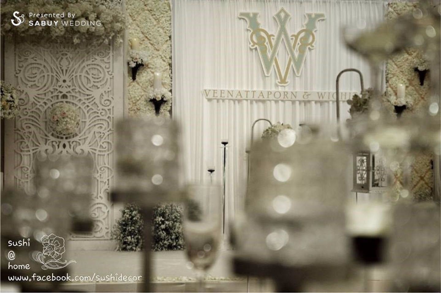 งานแต่งงาน,ตกแต่งงานแต่ง,จัดดอกไม้งานแต่ง,ดอกไม้,เวทีงานแต่ง,ธีมงานแต่ง งานแต่งงานสวยหวานโรแมนติค ด้วยธีมสีขาวล้วนยอดนิยม