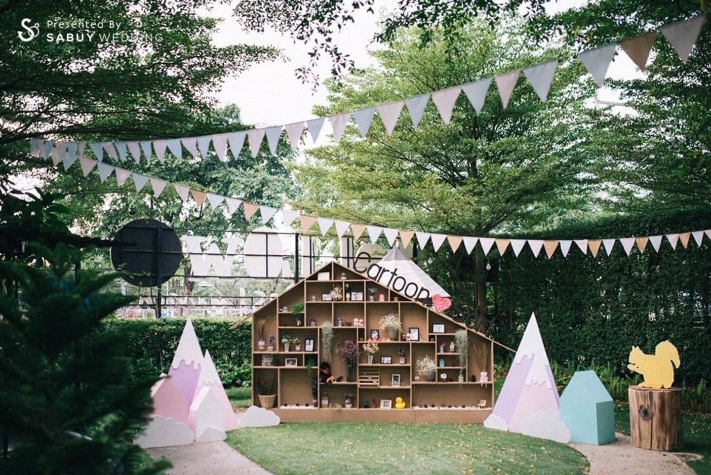 backdrop งานแต่ง,ตกแต่งงานแต่ง,งานแต่ง outdoor,สถานที่แต่งงาน,สถานที่จัดงานแต่งงาน,ธีมงานแต่ง,งานแต่งในสวน รีวิวงานแต่งในสวนธีม Woodland หวานเท่ด้วยพร็อพเก๋แบบ Silhouette @Mellow garden