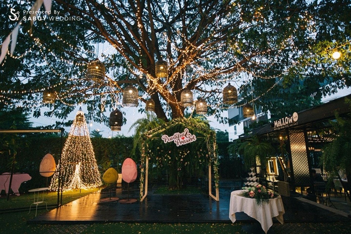 ตกแต่งงานแต่ง,งานแต่งในสวน,งานแต่ง outdoor,ธีมงานแต่ง รีวิวงานแต่งในสวนธีม Woodland หวานเท่ด้วยพร็อพเก๋แบบ Silhouette @Mellow garden