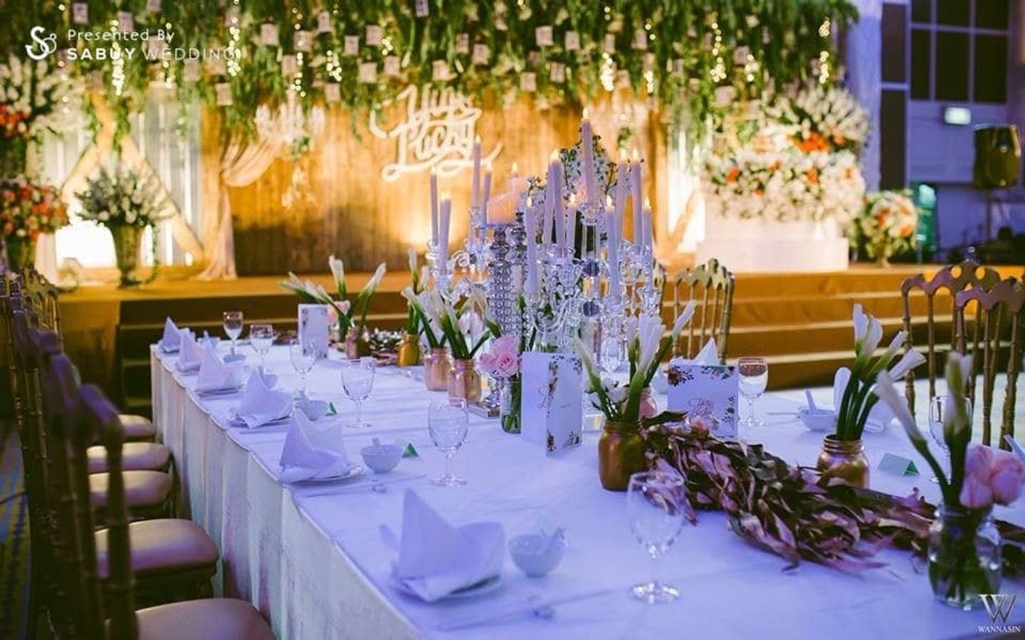 long-table,ตกแต่งงานแต่ง รีวิวงานแต่งรัสติก ไอเดียตกแต่งสุดเก๋ จากโคมไฟ Mason Jar @Dusit Princess Korat