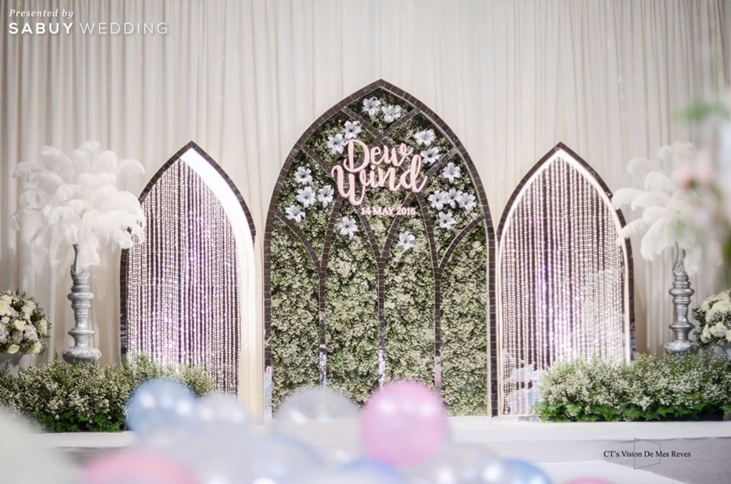 เวทีงานแต่ง,ตกแต่งงานแต่ง,backdrop งานแต่ง รีวิวงานแต่งเปิดประตูสู่โลกเทพนิยาย ในโทนสีท้องฟ้า Vanilla sky @Plaza Athénée Bangkok