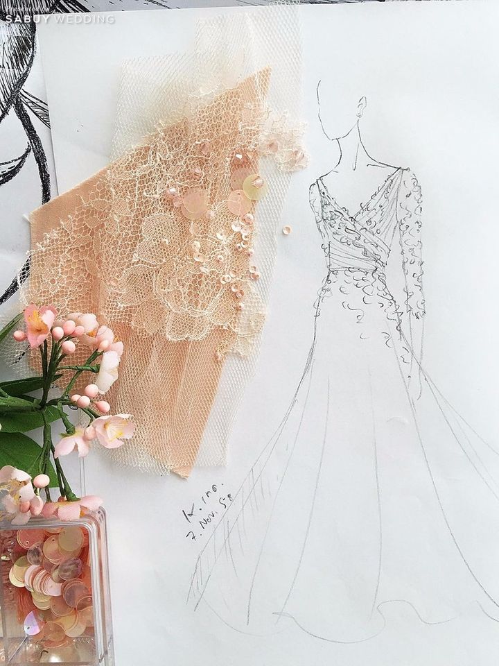 ชุดเจ้าสาว,ชุดแต่งงาน,ภาพวาด,ภาพสเก็ตช์ 3 ชุดแต่งงานสวยดูดีมีคอนเซ็ปต์ จากภาพสเก็ตช์สู่เจ้าสาวตัวจริง