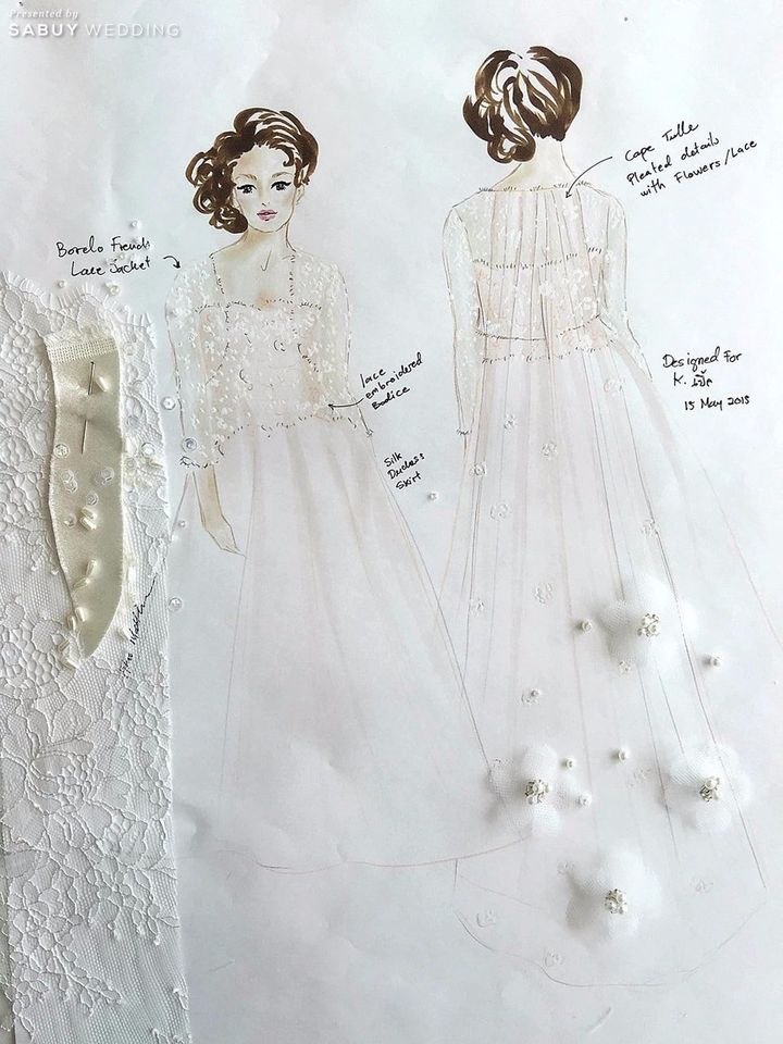 ชุดเจ้าสาว,ชุดแต่งงาน,ภาพวาด,ภาพสเก็ตช์ 3 ชุดแต่งงานสวยดูดีมีคอนเซ็ปต์ จากภาพสเก็ตช์สู่เจ้าสาวตัวจริง