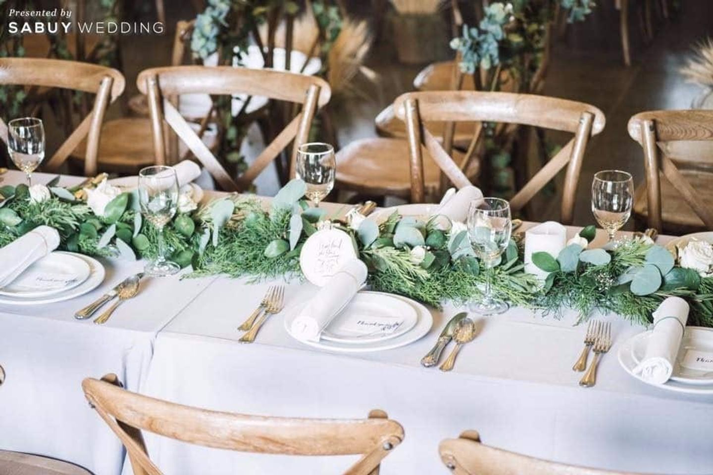 long-table,ตกแต่งงานแต่ง รีวิวงานแต่งอบอุ่นธีม Elegant Garden งานคราฟท์สวยเด่นเล่นกับโครงสร้าง @Greta Farm & Greta Sport Club