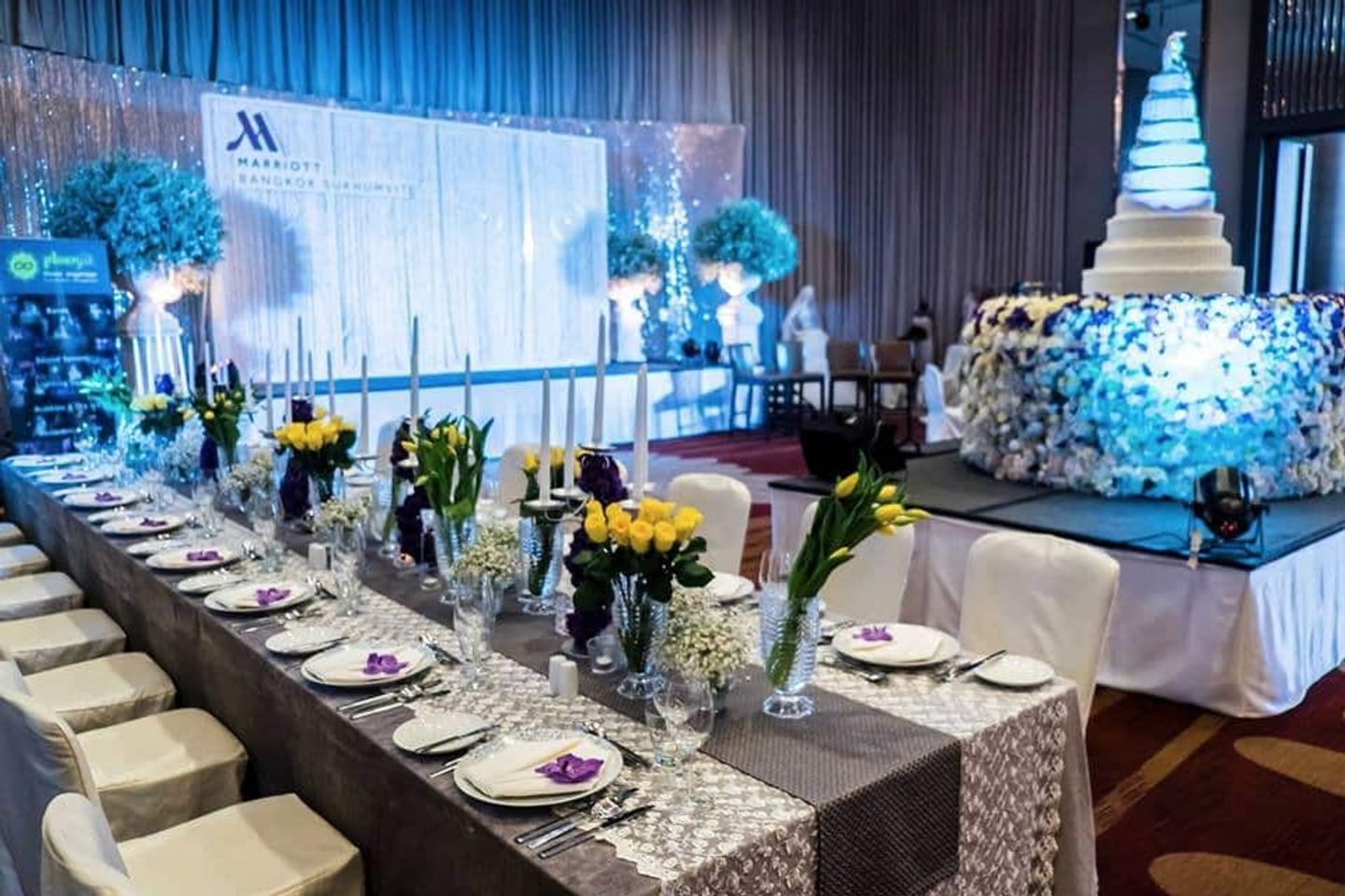 สถานที่จัดงานแต่งงาน,สถานที่แต่งงาน,ตกแต่งงานแต่ง,เวทีงานแต่ง,long-table Bangkok Marriott โรงแรมหรูมีระดับ ติดรถไฟฟ้าทองหล่อ กับวิว 360 องศาสุดเอ็กซ์คลูซีฟ