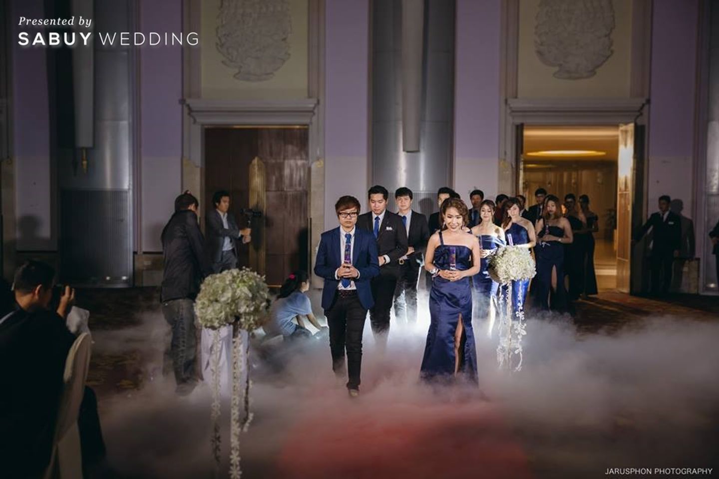 พิธีแต่งงาน,เพื่อนเจ้าบ่าว,เพื่อนเจ้าสาว รีวิวงานแต่งสวยเด่น ด้วยเดรสโค้ดสี Navy @Rama Gardens Hotel Bangkok