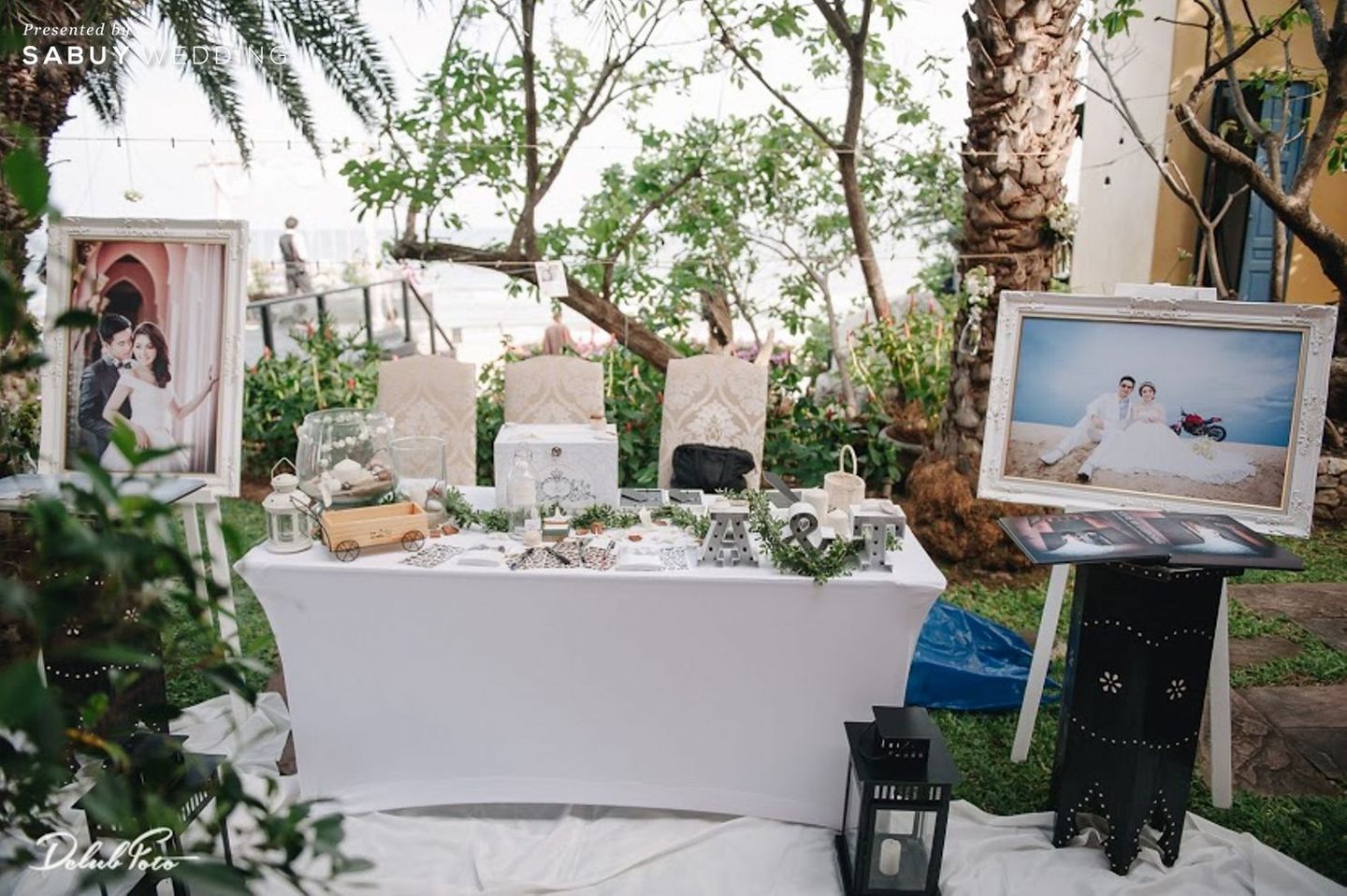 photo-booth,โต๊ะลงทะเบียนงานแต่ง รีวิวงานแต่งริมทะเล เพิ่มกิมมิคเก๋ด้วยการลอยโคม @Villa Maroc