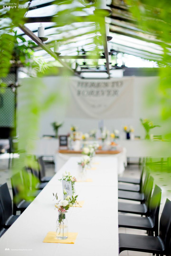 โต๊ะจีน รีวิวงานแต่งงาน Outdoor สีเหลืองสดใส ท่ามกลางร่มไม้ในสวน @Mellow Garden
