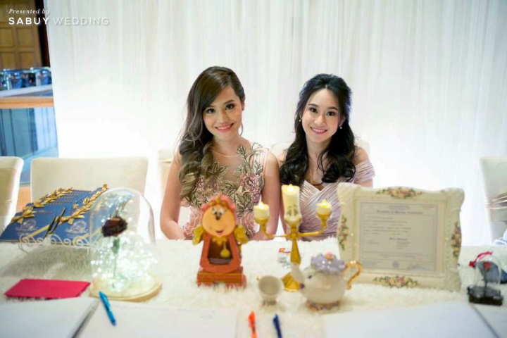 เพื่อนเจ้าสาว,โต๊ะลงทะเบียนงานแต่ง,พร็อพ รีวิวงานแต่งสุดโรแมนติก ธีม Beauty & The Beast @Sheraton Grande Sukhumvit