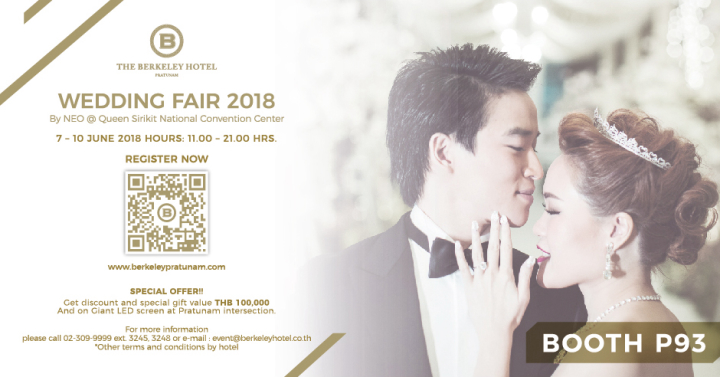 The Berkeley Hotel Pratunam มอบแพ็กเกจราคาสุดพิเศษ ในงาน “Wedding Fair by NEO 2018”