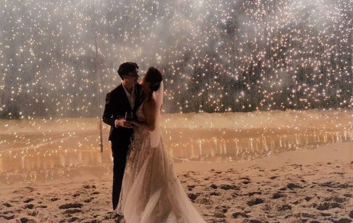 Romantic Seaside Wedding with Dazzling Waterfall Fireworks at Hua Hin Marriott Resort & Spa