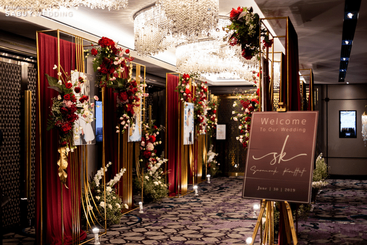 backdrop,แกลอรี่,ตกแต่งงานแต่ง,ออแกไนเซอร์ รีวิวงานแต่งสวยปังดูแพง กับโทนสี Red Burgundy @ Chatrium Hotel Riverside Bangkok