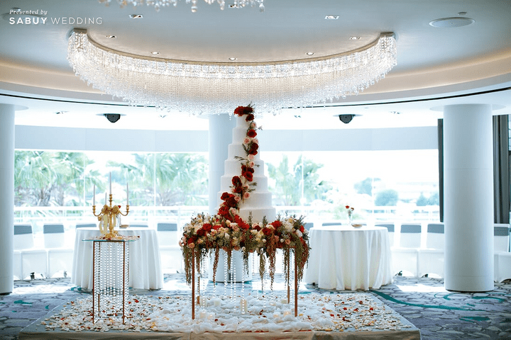 เค้กแต่งงาน รีวิวงานแต่งสวยปังดูแพง กับโทนสี Red Burgundy @ Chatrium Hotel Riverside Bangkok