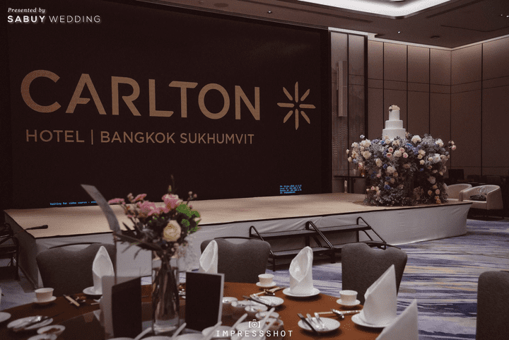  รีวิวงานแต่งสวยโรแมนติก ด้วยกิมมิคเซอร์ไพรส์และดอกไฮเดรนเยีย @ Carlton Hotel Bangkok Sukhumvit