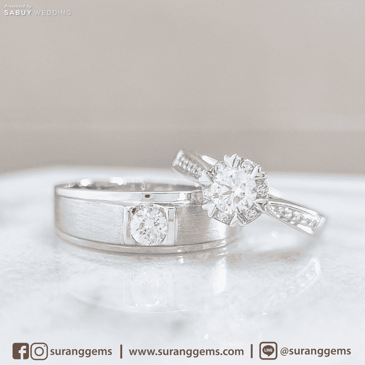  ซื้อแหวนเพชรแต่งงานคู่ ฟรีสลักชื่อ! โปรพิเศษจาก Surang Gems 