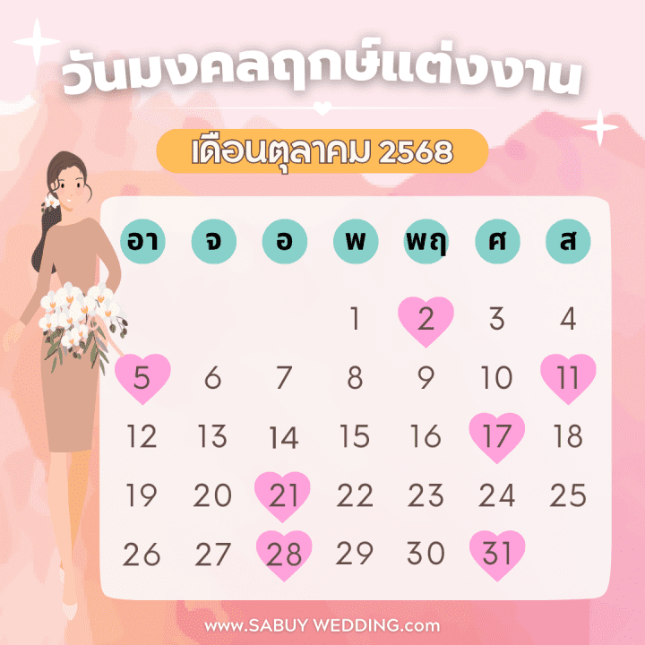  ฤกษ์แต่งงาน 2568 เช็กฤกษ์ดี วันมงคล สำหรับเริ่มต้นชีวิตคู่