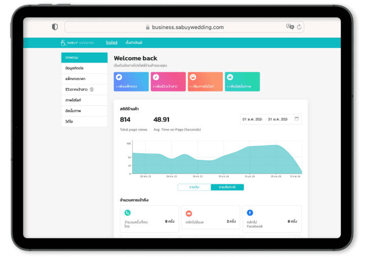  บริการสำหรับร้านค้าบนเว็บไซต์ SabuyWedding