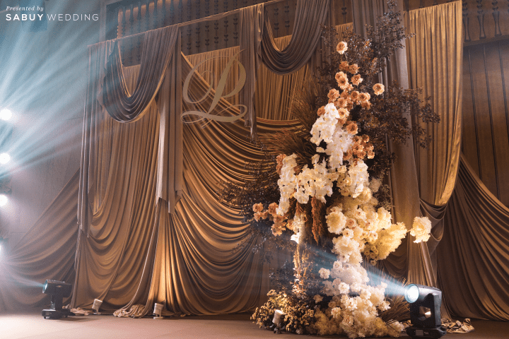  รีวิวงานแต่งโทน Mocha Mousse สะกดทุกสายตาด้วยงานผ้า สวยหรูราวฉากภาพยนตร์  @Millennium Hilton Bangkok