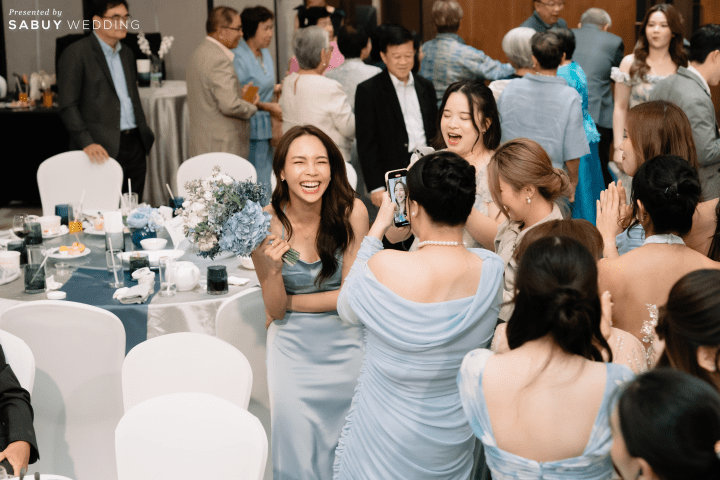 รีวิวงานแต่งธีมสีฟ้าละมุน เติมกิมมิกให้แขกเอ็นจอยด้วยของรางวัลจัดเต็ม @Novotel Bangkok Sukhumvit 20