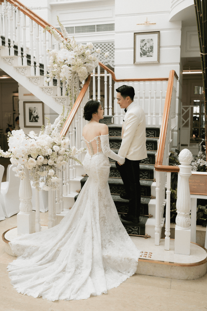  รีวิวงานแต่งธีมสีม่วงสวย Classy กับไอเดีย Gallery ที่แขกชอบมาก @ Mandarin Oriental, Bangkok