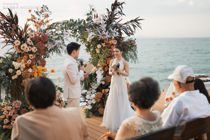  รีวิวงานแต่งริมทะเลโทน Tropical สดใส พร้อมวิวพระอาทิตย์ตกดินสุดโรแมนติก @ MASON PATTAYA